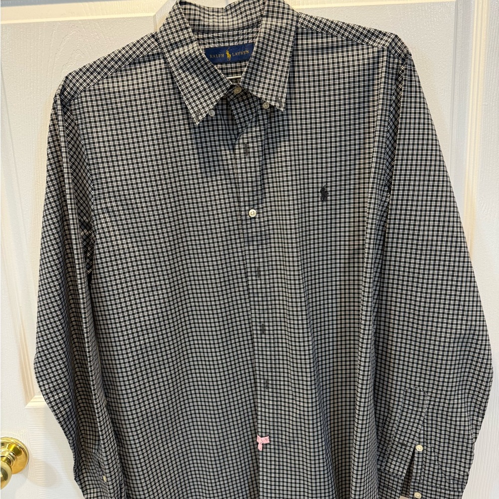 Ralph Lauren Men's Black and White Micro Check Button-Down Shirt
